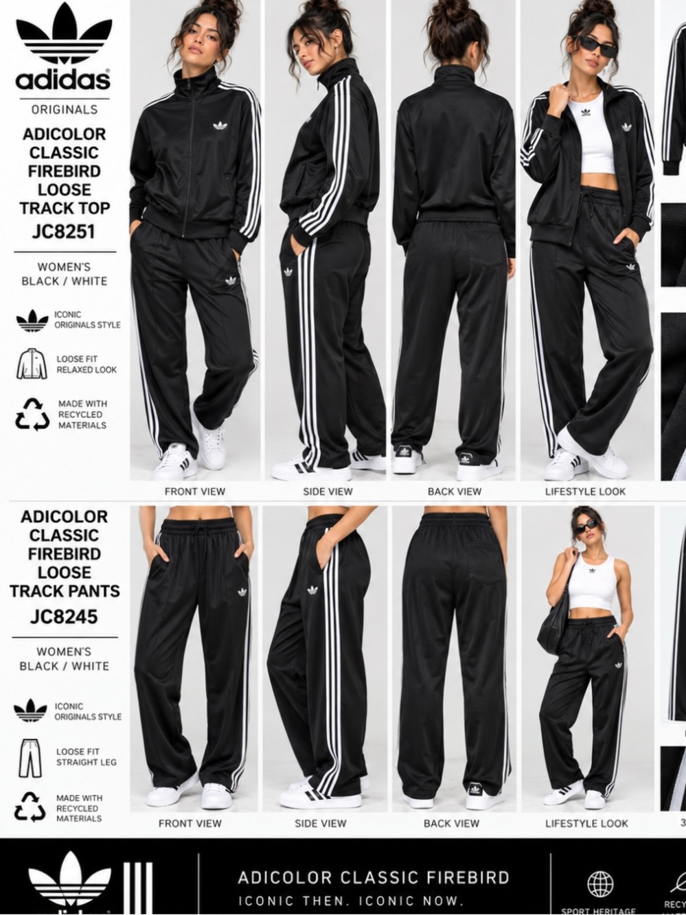 adidas originals tracksuit Black & White Adicolor Classic Firebird